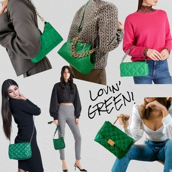 FOREVER 21 Faux Leather Ruched-Strap GREEN Color-Pop Handbag/Purse/Bag NWT - Picture 12 of 12